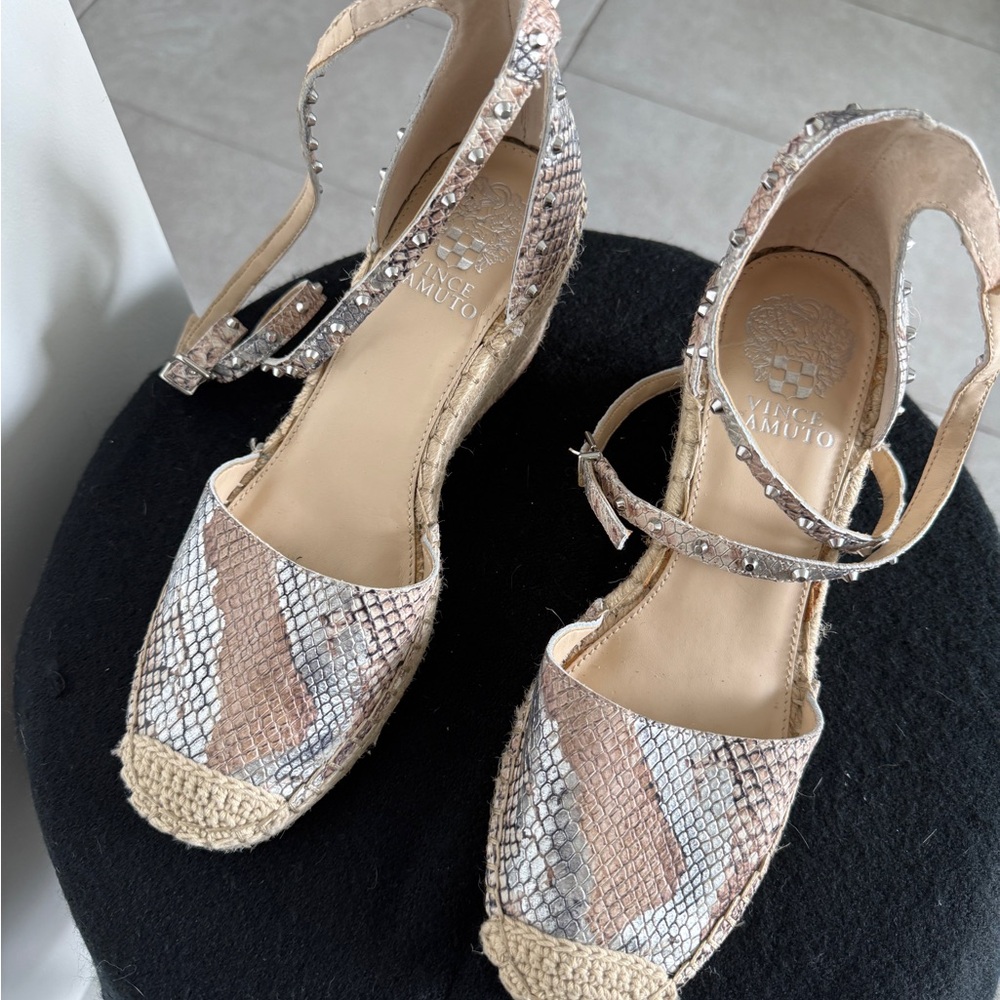 Snakeskin Espadrille Wedge Sandals